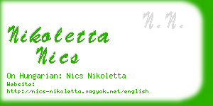 nikoletta nics business card